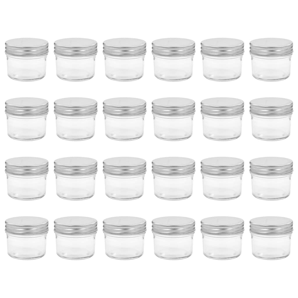 Vidaxl jam jars with silver colored lids 24 st 110 ml glass