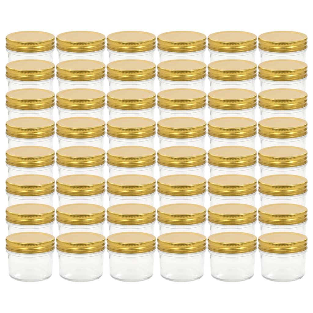 Vidaxl jam jars with gold -colored lids 48 pcs 110 ml of glass