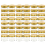 Vidaxl jam jars with gold -colored lids 48 pcs 110 ml of glass