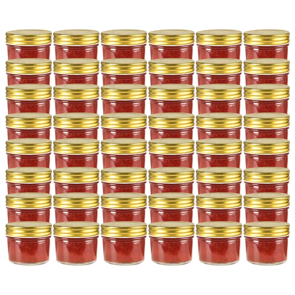 Vidaxl jam jars with gold -colored lids 48 pcs 110 ml of glass