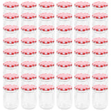Vidaxl jampotten met wit met rode deksels 48 st 230 ml glas