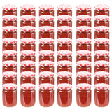 Vidaxl jampotten met wit met rode deksels 48 st 230 ml glas