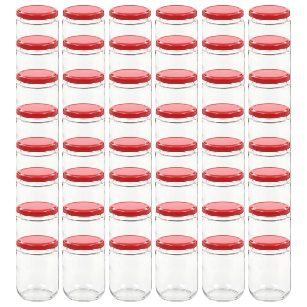 Jares de mermelada de Vidaxl con tapas rojas 48 PCS 230 ml de vidrio