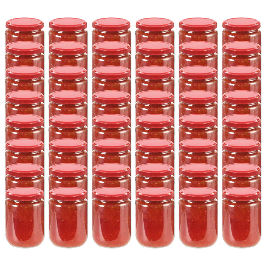 Jares de mermelada de Vidaxl con tapas rojas 48 PCS 230 ml de vidrio