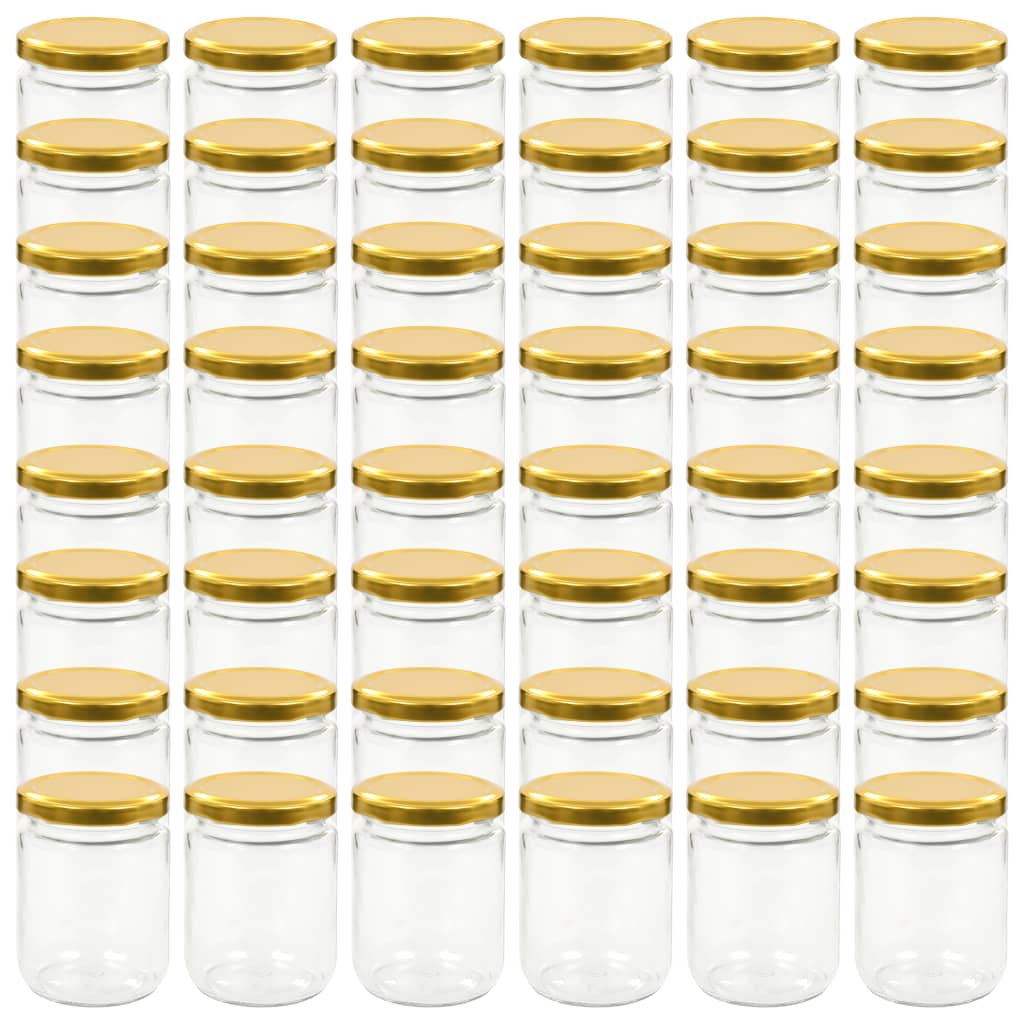 Vidaxl jam jars with gold -colored lids 48 pcs 230 ml of glass