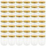 Vidaxl jam jars with gold -colored lids 48 pcs 230 ml of glass