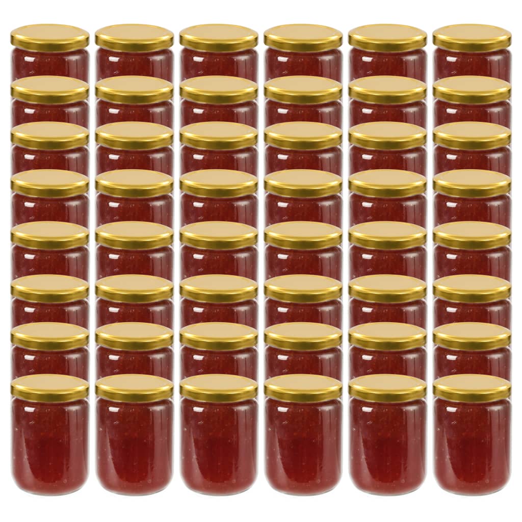 Vidaxl jam jars with gold -colored lids 48 pcs 230 ml of glass