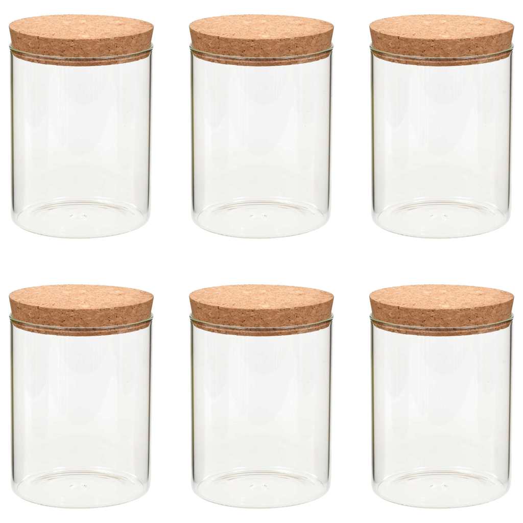 Vidaxl opbergpotten met kurken deksel 6 st 650 ml glas