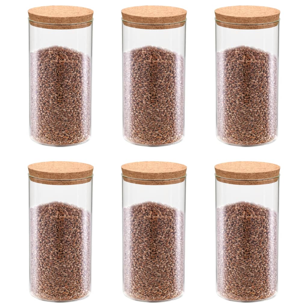 Vidaxl Späichere Pots mat Cork Deck 6 st 1400 ml Glas