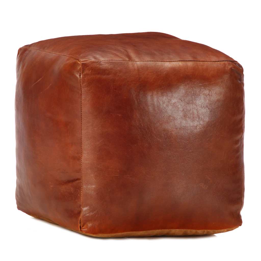 Vidaxl poef 40x40x40 cm echt geitenleer tan