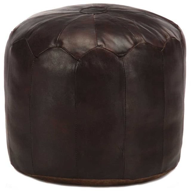 Vidaxl poef 40x35 cm echt geitenleer donkerbruin