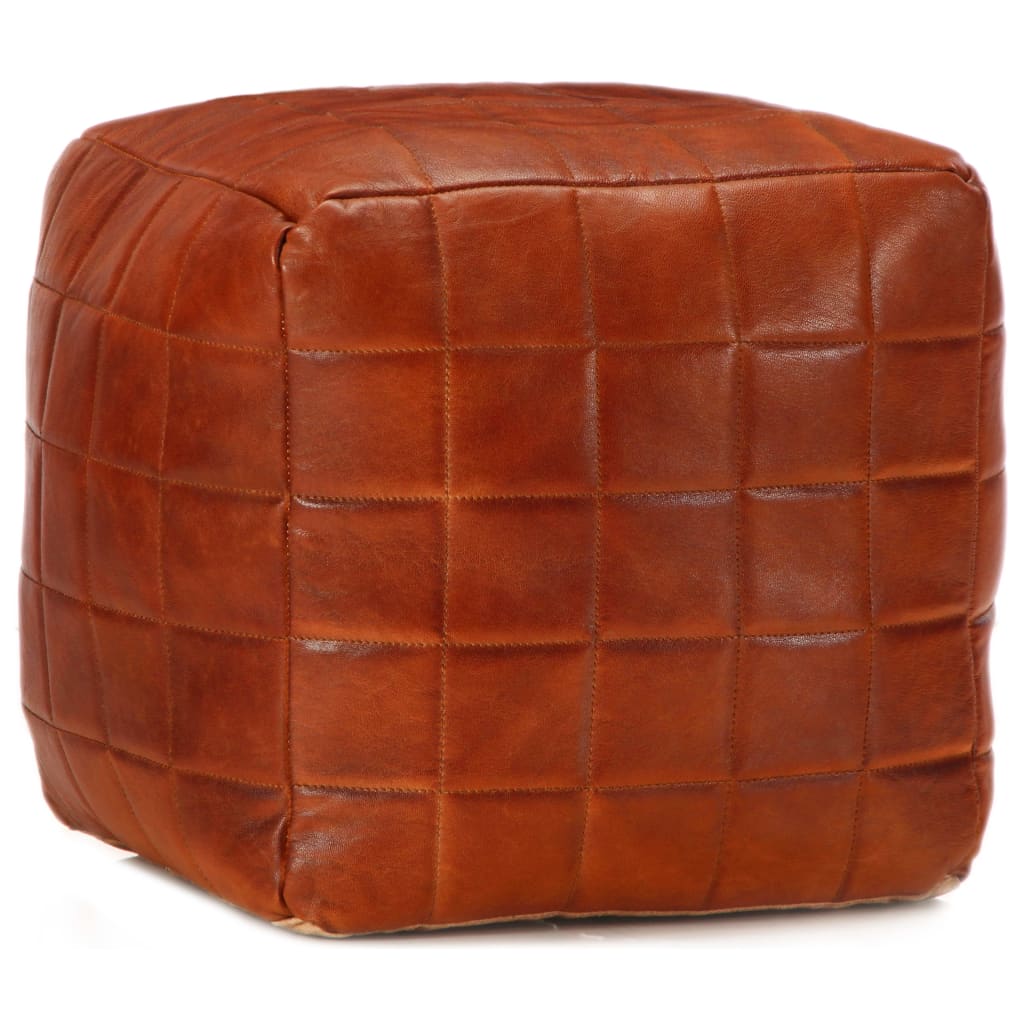 Vidaxl poef 40x40x40 cm echt geitenleer tan