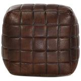 Vidaxl poef 40x40x40 cm echt geitenleer donkerbruin