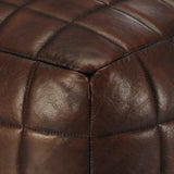 Vidaxl poef 40x40x40 cm echt geitenleer donkerbruin