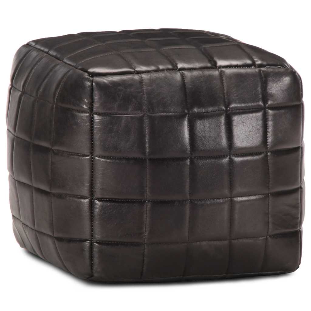 Vidaxl poef 40x40x40 cm echt geitenleer zwart