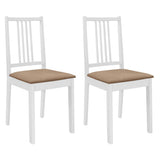 Vidaxl eetkamerstoelen met kussens 2 st massief hout wit