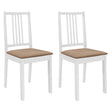 Vidaxl eetkamerstoelen met kussens 2 st massief hout wit
