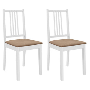 Vidaxl eetkamerstoelen met kussens 2 st massief hout wit