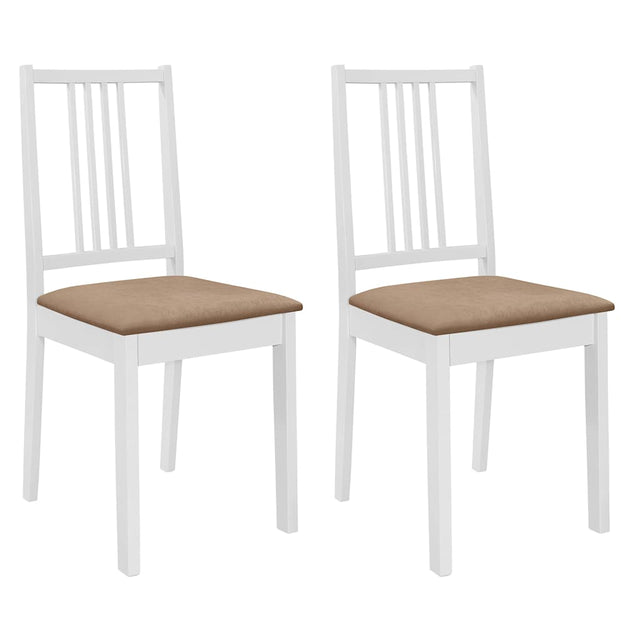 Vidaxl eetkamerstoelen met kussens 2 st massief hout wit
