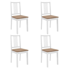 Vidaxl eetkamerstoelen met kussens 4 st massief hout wit
