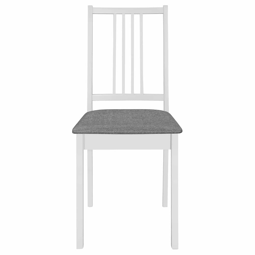Vidaxl eetkamerstoelen met kussens 4 st massief hout wit