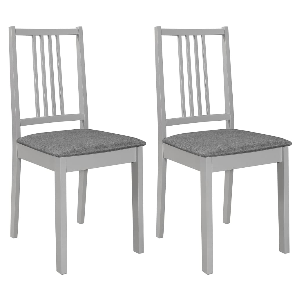 Vidaxl eetkamerstoelen met kussens 2 st massief hout grijs