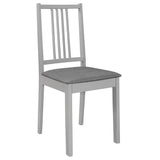 Vidaxl eetkamerstoelen met kussens 2 st massief hout grijs