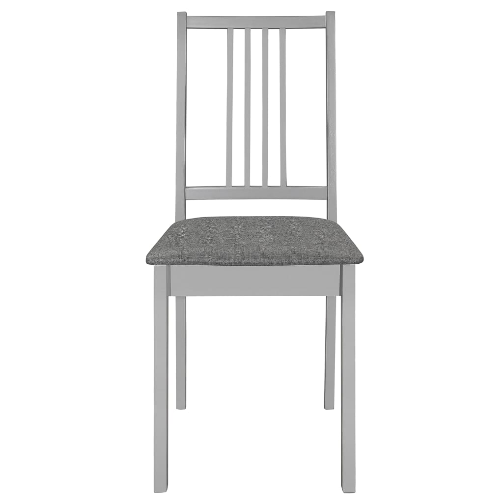 Vidaxl eetkamerstoelen met kussens 2 st massief hout grijs