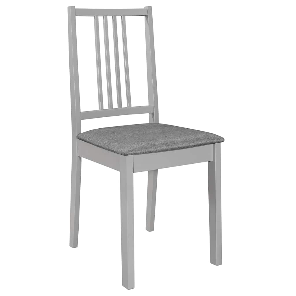 Vidaxl eetkamerstoelen met kussens 4 st massief hout grijs