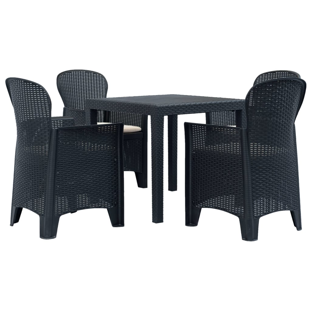 Vidaxl 5-delige tuinset rattan-look kunststof antraciet