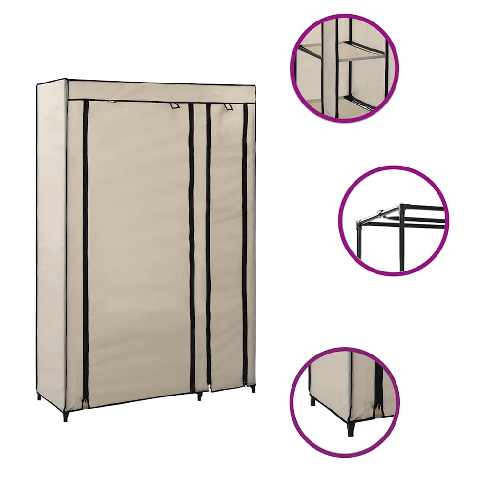 Vidaxl kledingkast opvouwbaar 110x45x175 cm stof crème