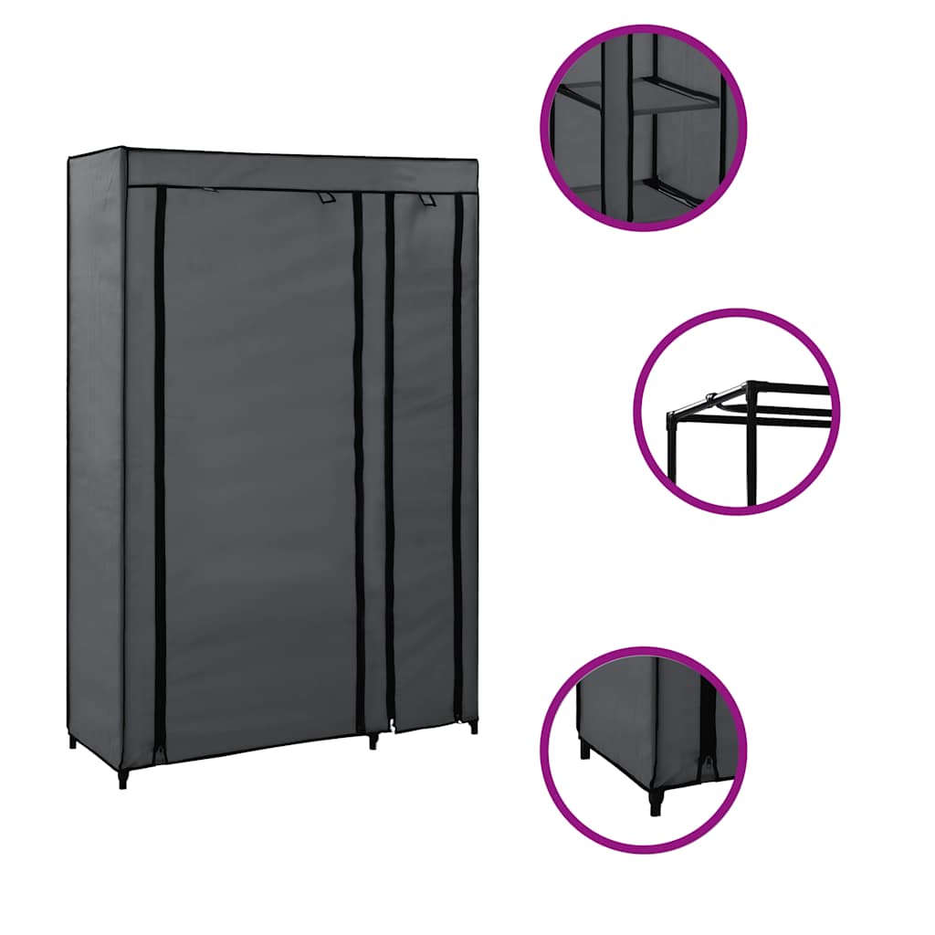 Vidaxl kledingkast opvouwbaar 110x45x175 cm stof grijs