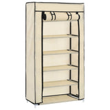 Armoire à chaussures Vidaxl avec couvercle 58x28x106 cm Crème en tissu