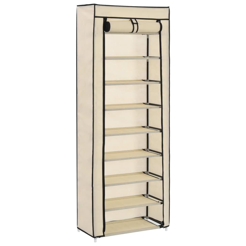 VidaXL shoe cabinet with cover 57x29x162 cm fabric crème