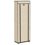 Vidaxl schoenenkast met hoes 57x29x162 cm stof crème