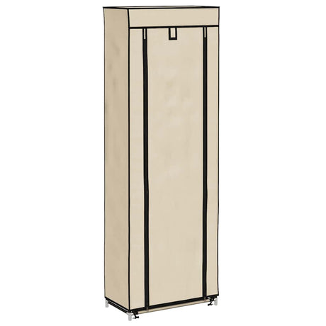 Vidaxl schoenenkast met hoes 57x29x162 cm stof crème
