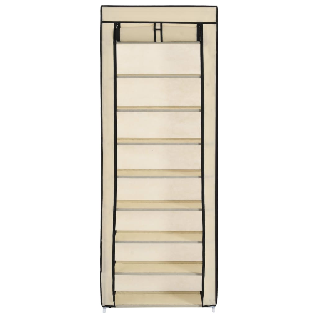 VidaXL shoe cabinet with cover 57x29x162 cm fabric crème