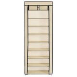 Armoire à chaussures Vidaxl avec couvercle 57x29x162 cm Crème en tissu