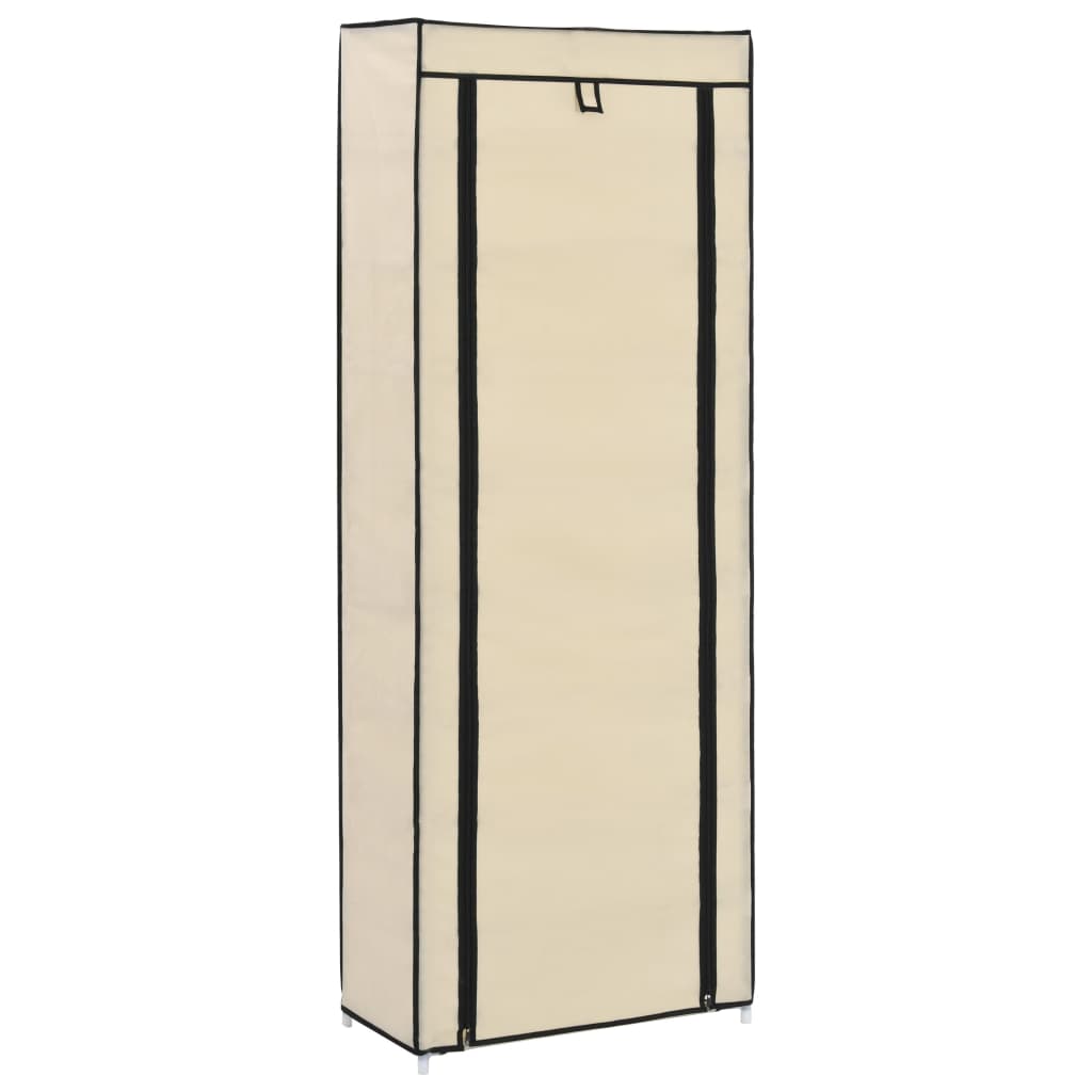 Armoire à chaussures Vidaxl avec couvercle 57x29x162 cm Crème en tissu