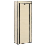 Armoire à chaussures Vidaxl avec couvercle 57x29x162 cm Crème en tissu