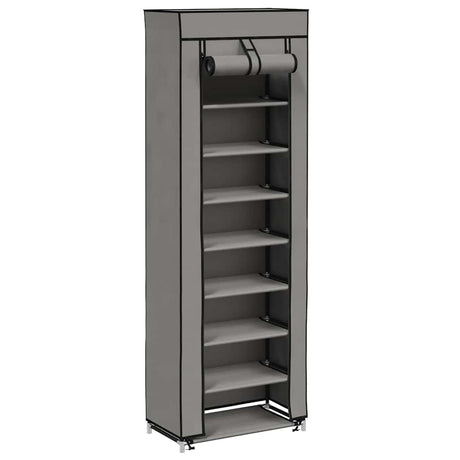 Vidaxl schoenenkast met hoes 57x29x162 cm stof grijs