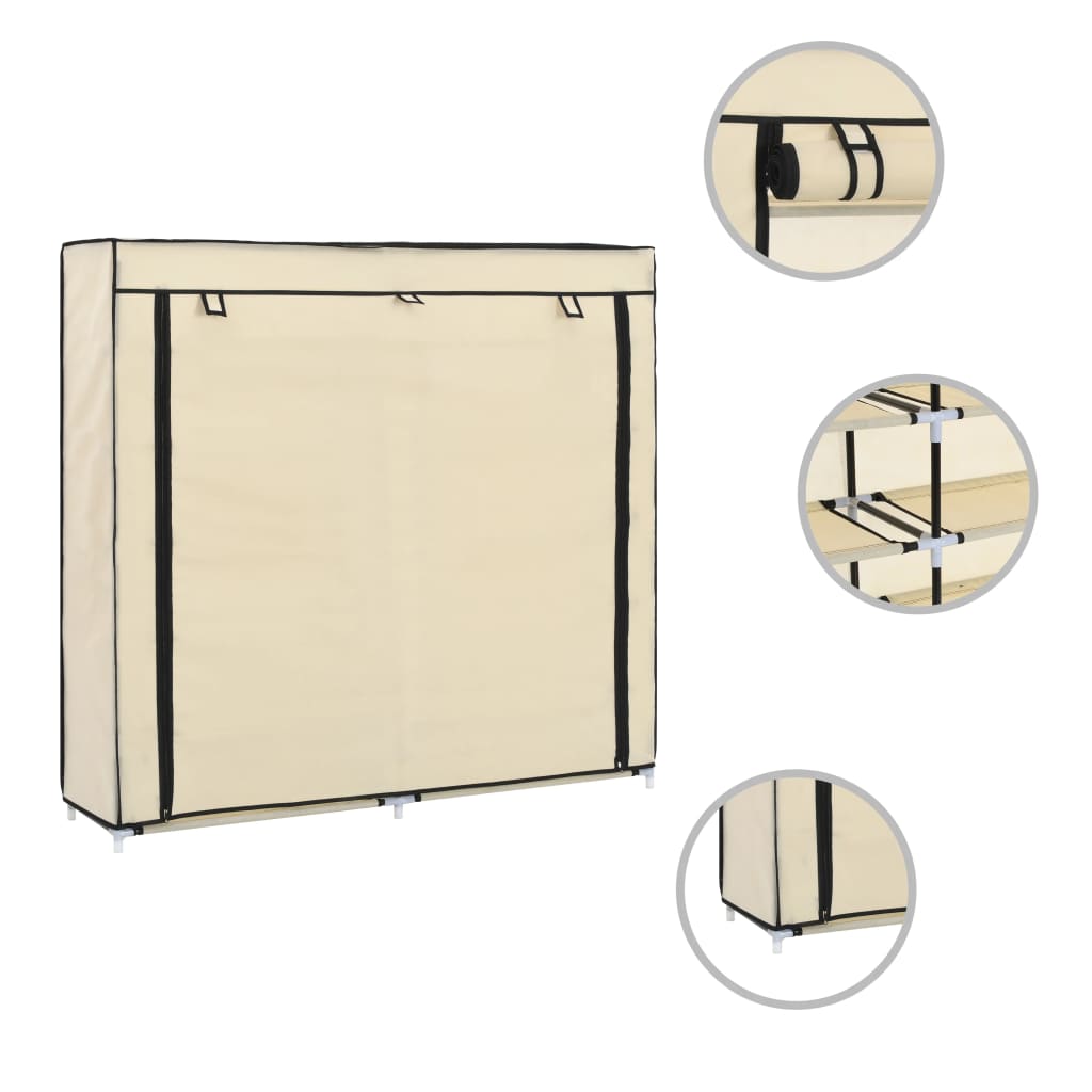 VidaXL shoe cabinet with cover 115x28x110 cm fabric crème