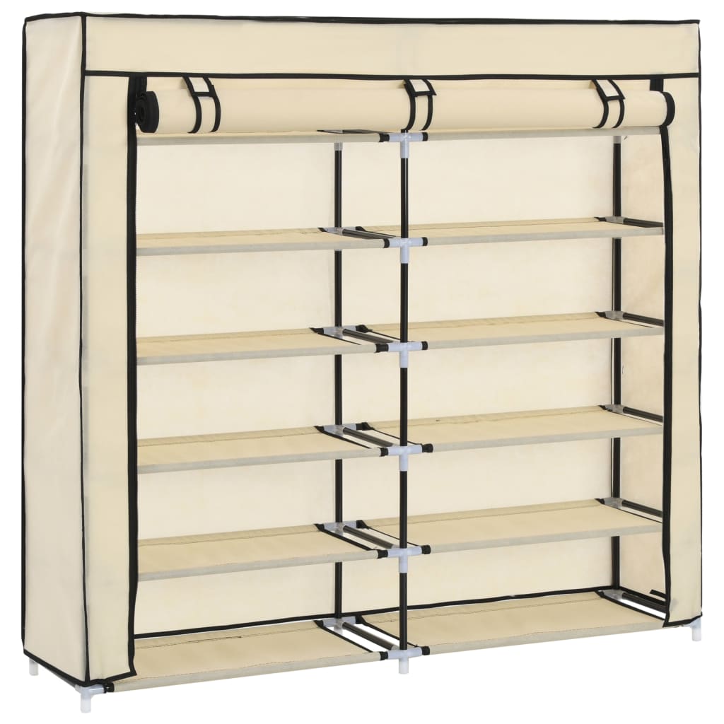 VidaXL shoe cabinet with cover 115x28x110 cm fabric crème