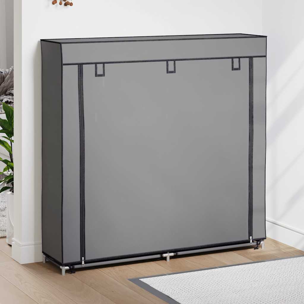 Vidaxl schoenenkast met hoes 115x28x110 cm stof grijs