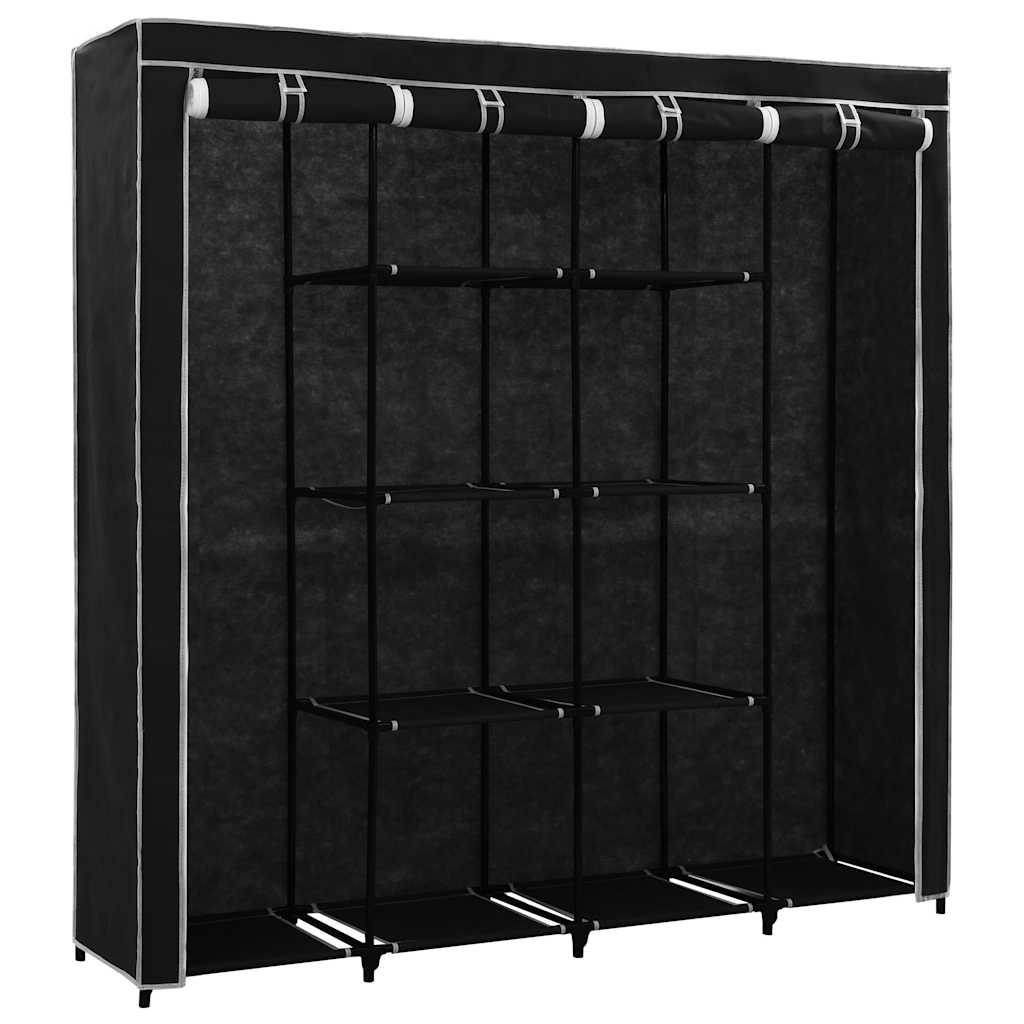 Vidaxl kledingkast met 4 vakken 175x45x170 cm zwart