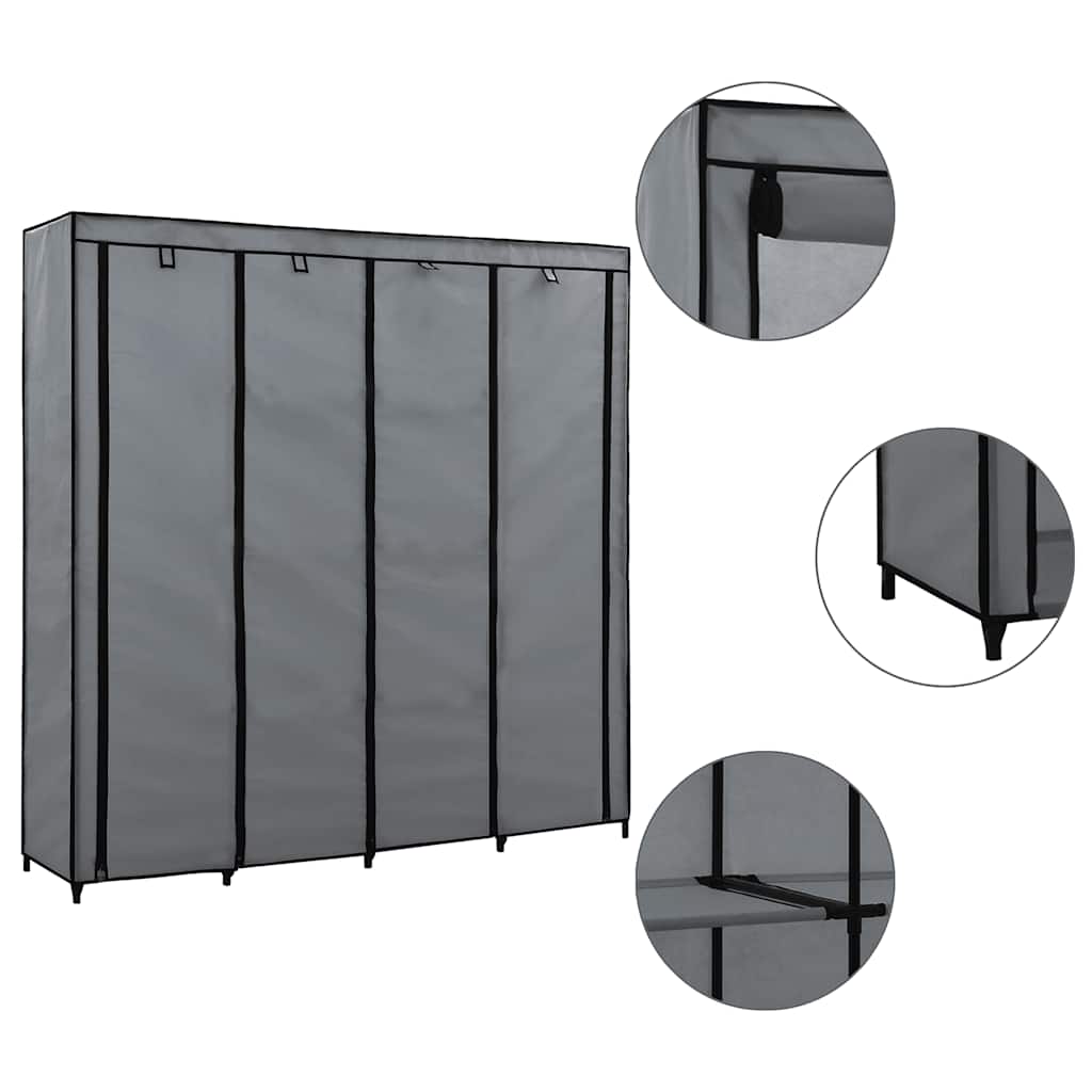 Vidaxl kledingkast met 4 vakken 175x45x170 cm grijs