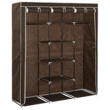 Vidaxl kledingkast met vakken en stangen 150x45x175 cm stof bruin