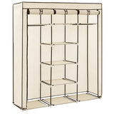 Vidaxl kledingkast met vakken en stangen 150x45x175 cm stof crème