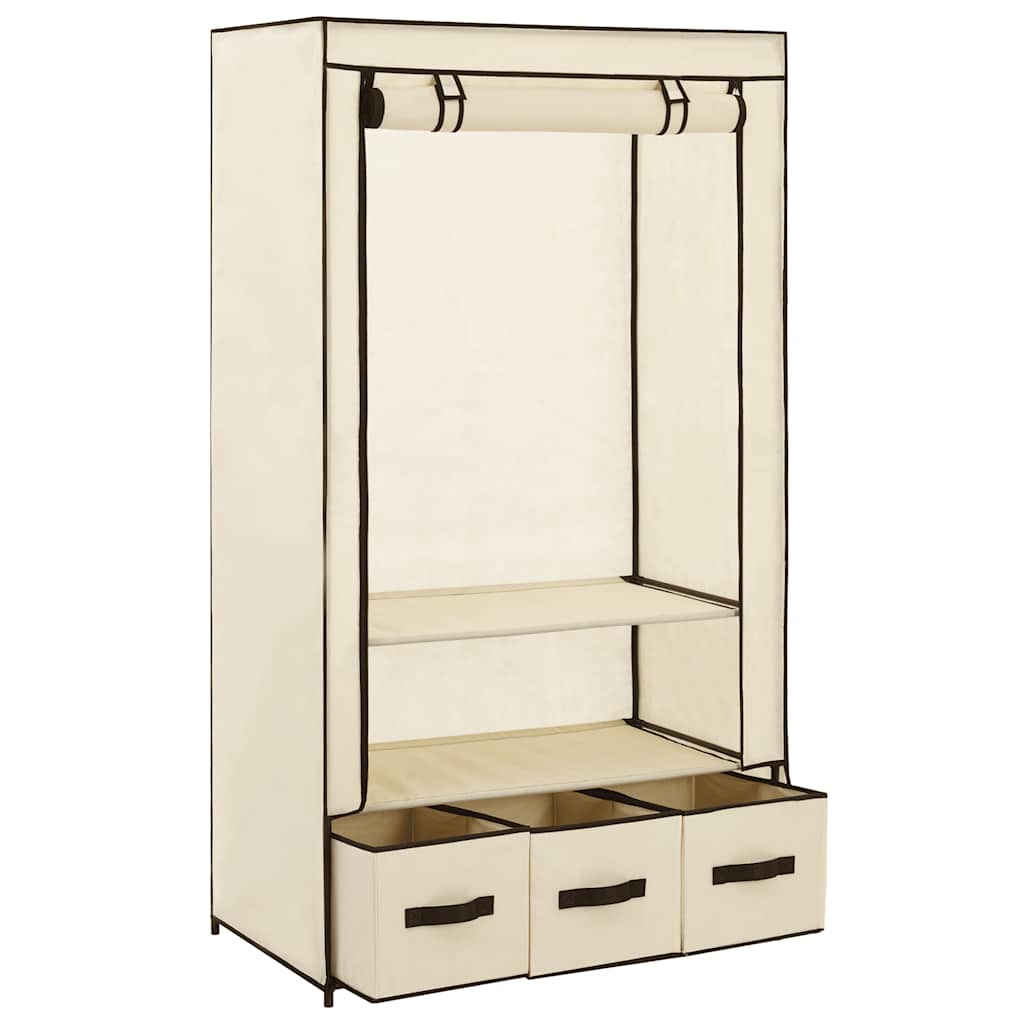 Vidaxl kledingkast 87x49x159 cm stof crème