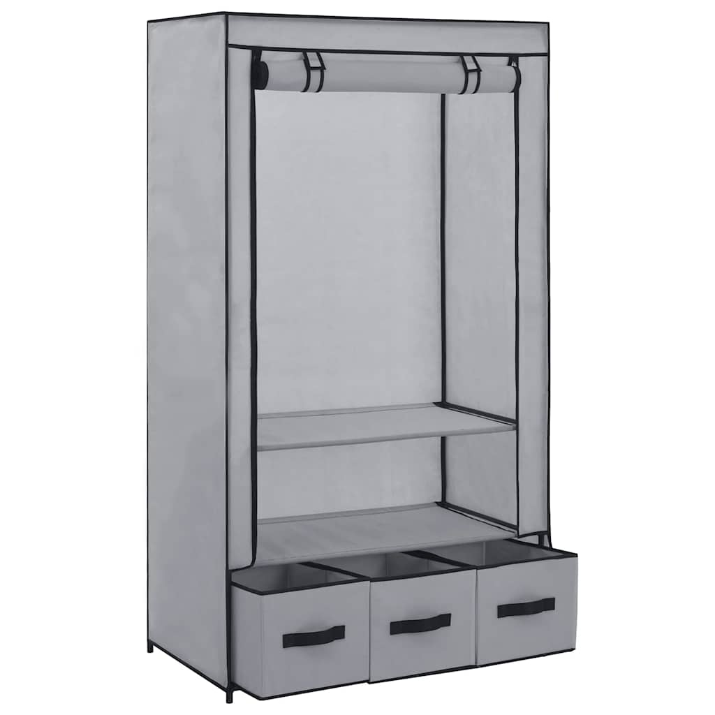 Vidaxl kledingkast 87x49x159 cm stof grijs